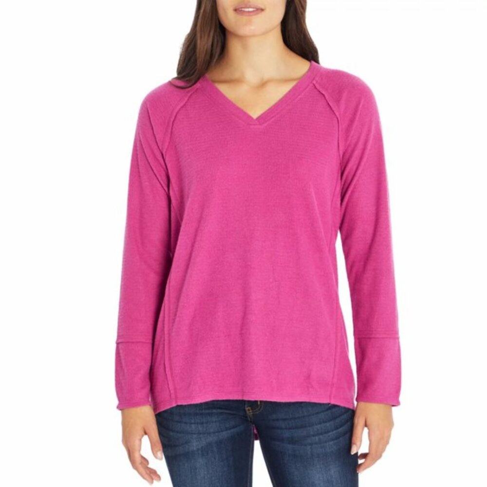 Wildfox Haley Soft Brushed Waffle Top Long Sleeve Elderberry Size Medium